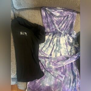 VS PINK lot- hooded long sleeve shirt and two tee shirts